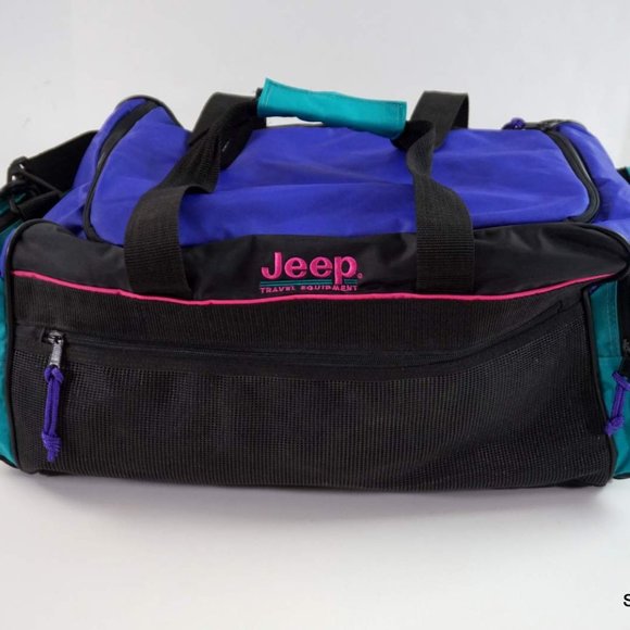 Jeep Bags Vintage 200 Jeep Travel Equipment Blue Black Duffel Bag